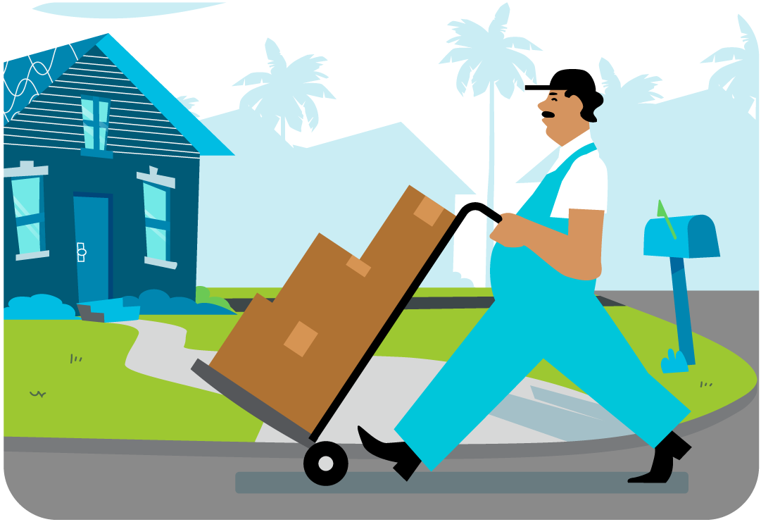 A mover moving boxes